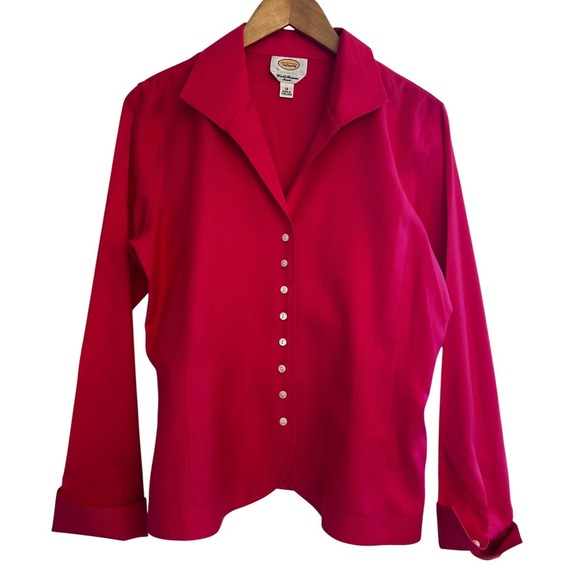 Talbots Tops - Talbots Womens 12 Pink Herringbone Wrinkle Resistant Stretch Button Down Shirt